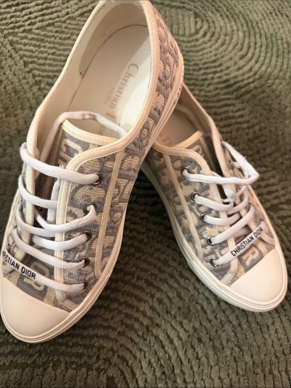 Dior Gray/Off White Canvas Sneakers